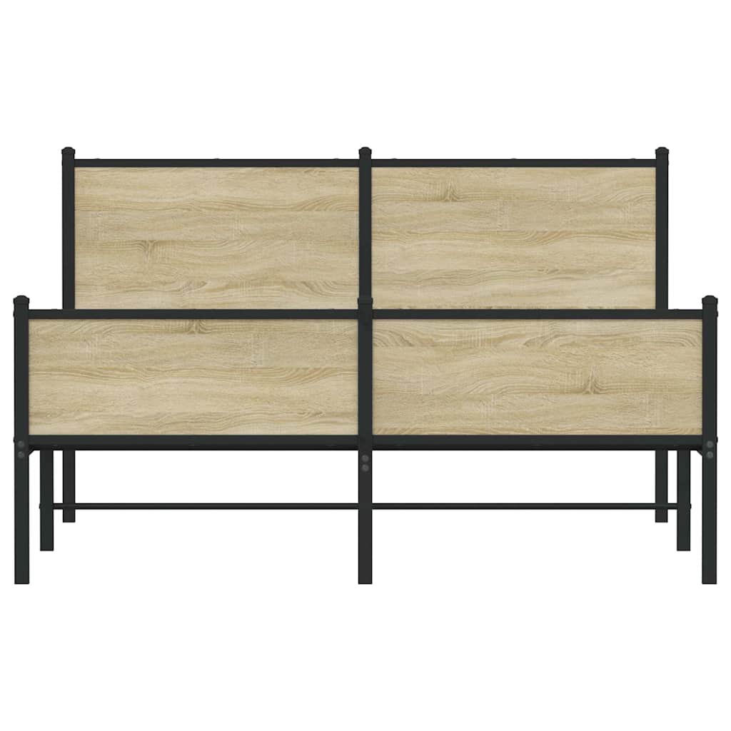 Metal Bed Frame without Mattress Sonoma Oak 140x190 cm