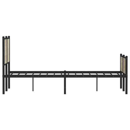 Metal Bed Frame without Mattress Sonoma Oak 140x190 cm