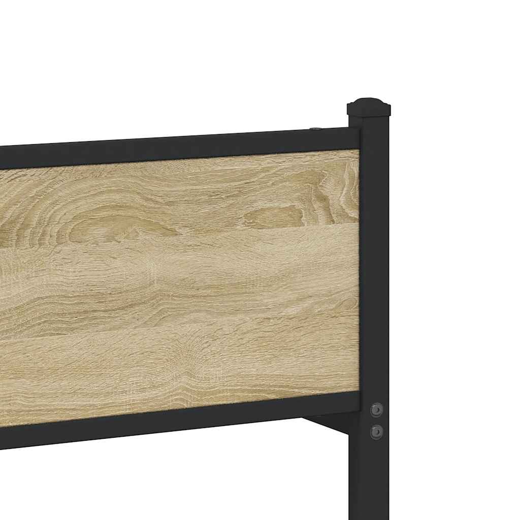 Metal Bed Frame without Mattress Sonoma Oak 140x190 cm