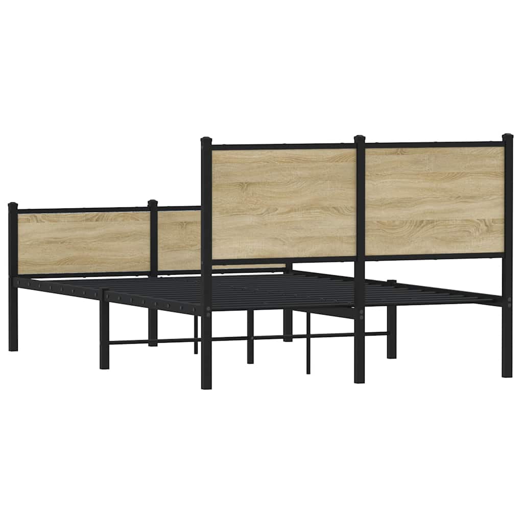 Metal Bed Frame without Mattress Sonoma Oak 140x200 cm