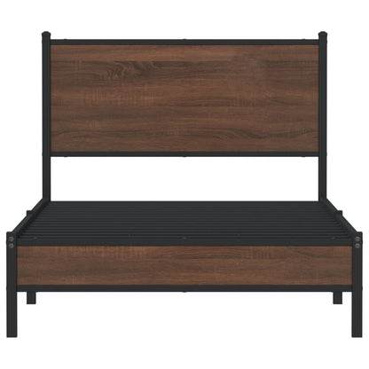 Metal Bed Frame without Mattress Brown Oak 100x190 cm