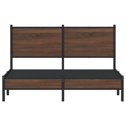 Metal Bed Frame without Mattress Brown Oak 140x200 cm