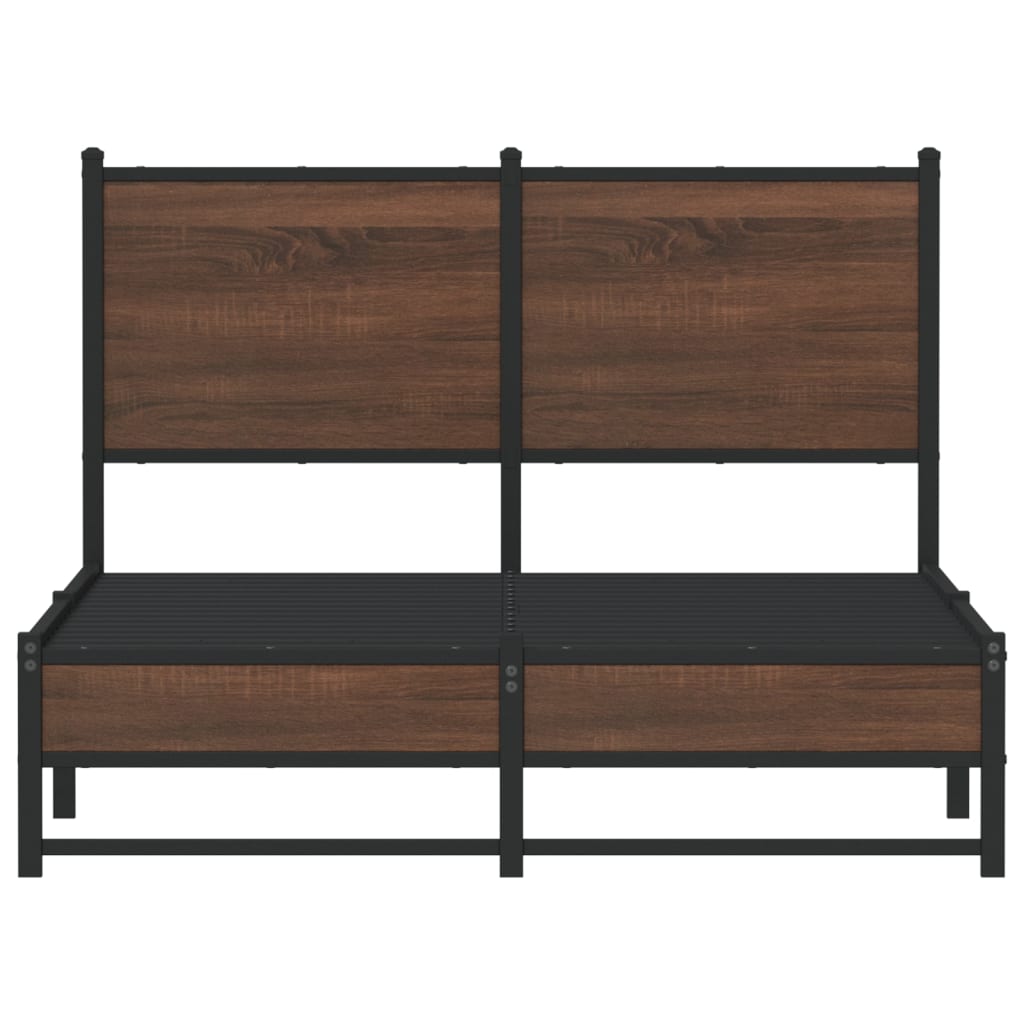 Metal Bed Frame without Mattress Brown Oak 120x190 cm Small Double