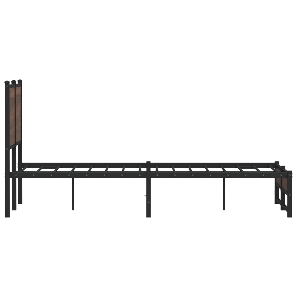 Metal Bed Frame without Mattress Brown Oak 120x200 cm