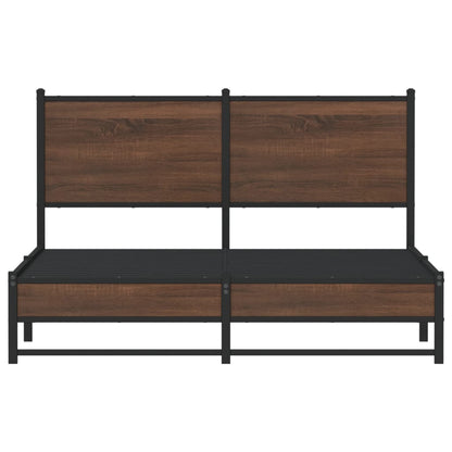 Metal Bed Frame without Mattress Brown Oak 140x200 cm