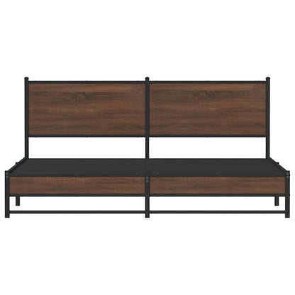 Metal Bed Frame without Mattress Brown Oak 160x200 cm