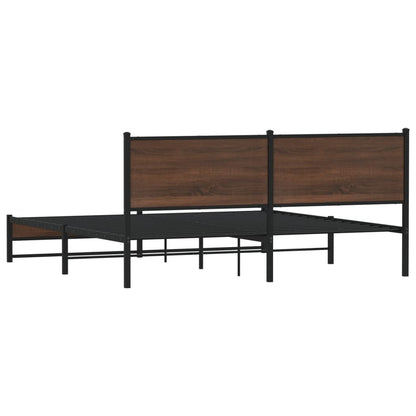 Metal Bed Frame without Mattress Brown Oak 160x200 cm