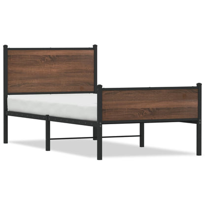 Metal Bed Frame without Mattress Brown Oak 80x200 cm