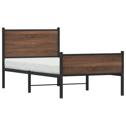 Metal Bed Frame without Mattress Brown Oak 80x200 cm
