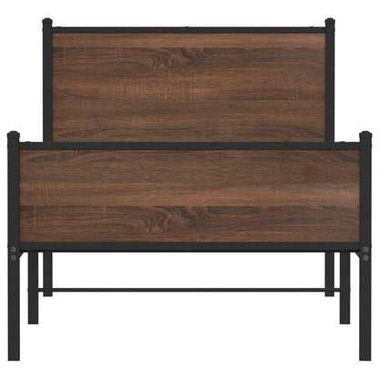 Metal Bed Frame without Mattress Brown Oak 80x200 cm