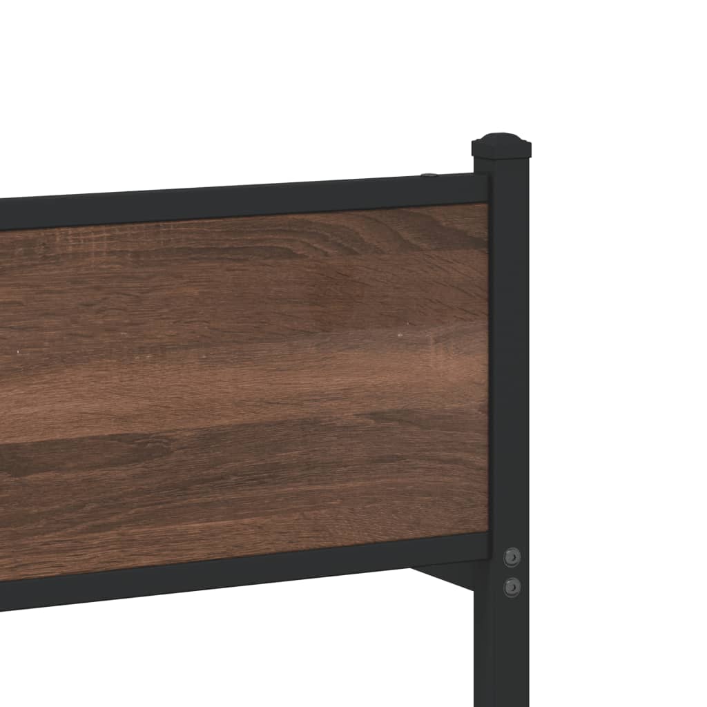Metal Bed Frame without Mattress Brown Oak 80x200 cm