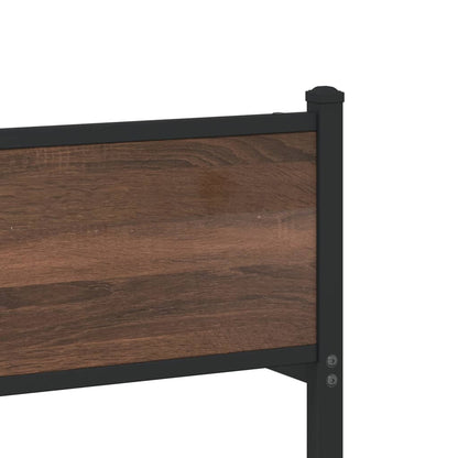 Metal Bed Frame without Mattress Brown Oak 90x200 cm