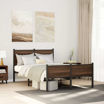 Metal Bed Frame without Mattress Brown Oak 120x200 cm