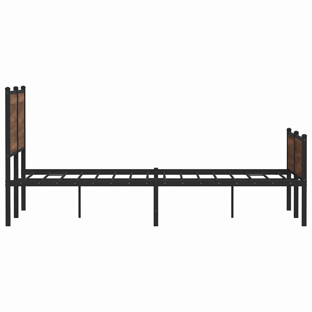 Metal Bed Frame without Mattress Brown Oak 140x190 cm
