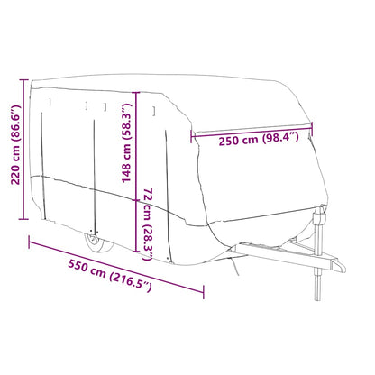 Caravan Cover Grey 550x250x220 cm Non-woven Fabric
