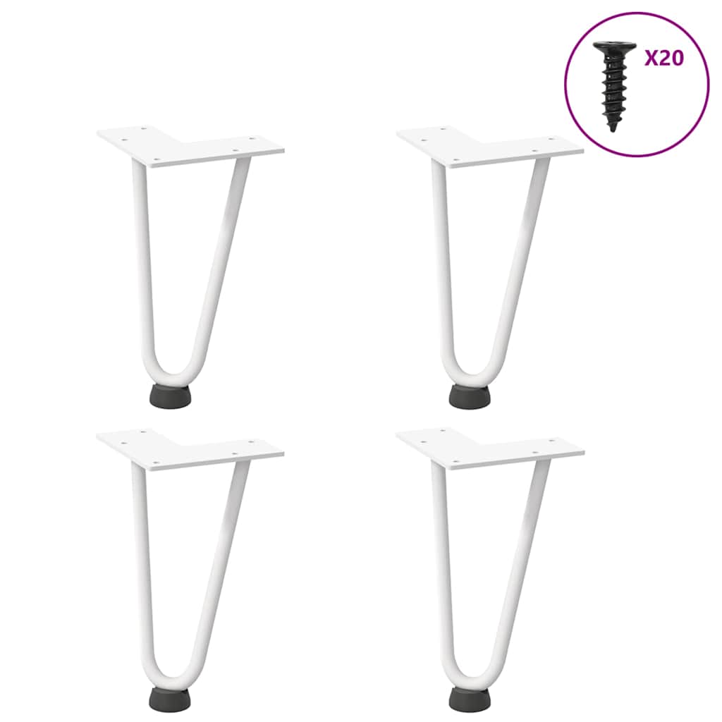 Hairpin Legs for Coffee Table 4 pcs White 20 cm Solid Steel
