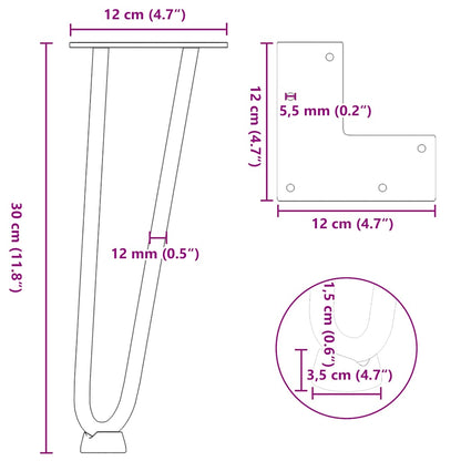 Hairpin Legs for Coffee Table 4 pcs Natural Steel 30 cm Solid Steel