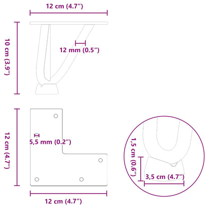 Hairpin Legs for Coffee Table 4 pcs White 10 cm Solid Steel