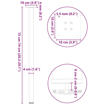 Console Table Legs 4 pcs Black 72-74 cm Steel