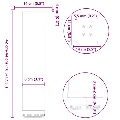 Coffee Table Legs 4 pcs Natural Steel 42-44 cm Steel