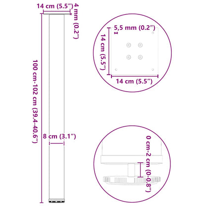 Bar Table Legs 4 pcs White 100-102 cm Steel