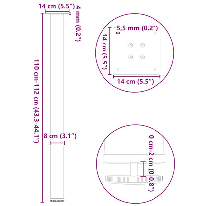 Bar Table Legs 4 pcs Natural Steel 110-112 cm Steel