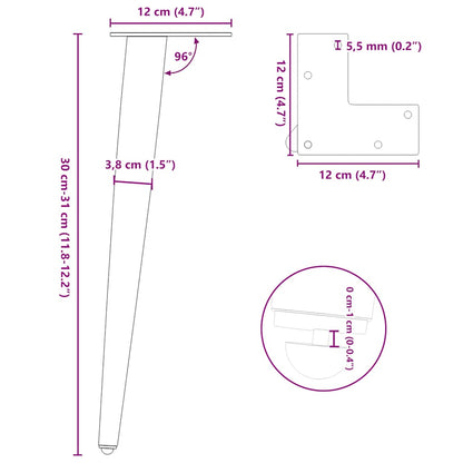 Coffee Table Legs Conical Shape 4 pcs Anthracite 30-31 cm Steel