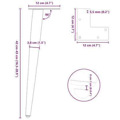 Coffee Table Legs Conical Shape 4 pcs White 42-43 cm Steel