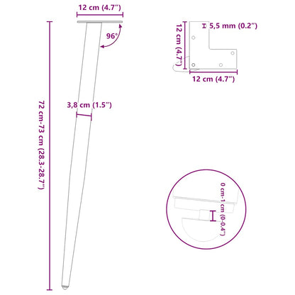 Console Table Legs Conical Shape 4 pcs White 72-73 cm Steel