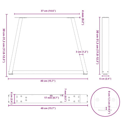 Coffee Table Legs V-Shape 2 pcs Natural Steel 40x(30-31.3) cm Steel