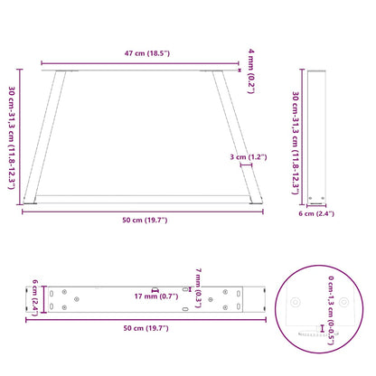 Coffee Table Legs V-Shape 2 pcs Black 50x(30-31.3) cm Steel