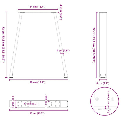 Coffee Table Leg | Set of 2 | Black | Steel | 50 x 72 cm