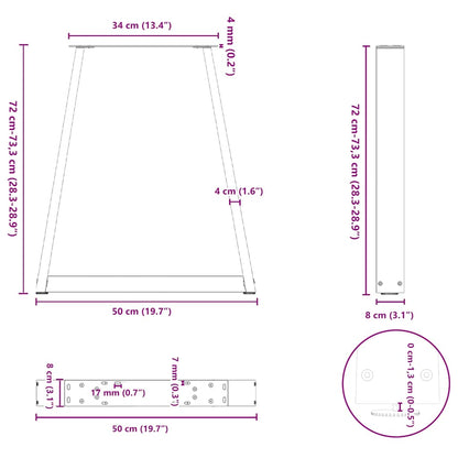 Dining Table Legs V-Shape 2 pcs White 50x(72-73.3) cm Steel