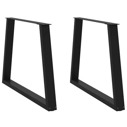 Dining Table Legs V-Shape 2 pcs Black 100x(72-73.3) cm Steel