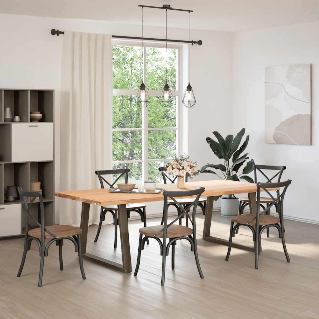 Dining Table Legs V-Shape 2 pcs Natural Steel 100x(72-73.3) cm Steel