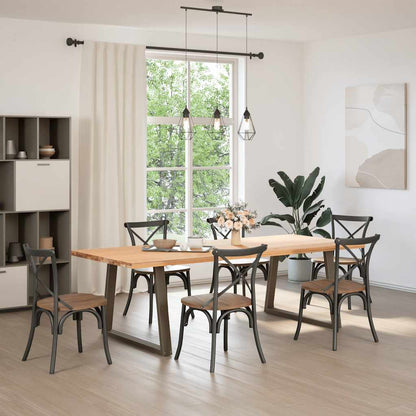 Dining Table Legs V-Shape 2 pcs Natural Steel 100x(72-73.3) cm Steel