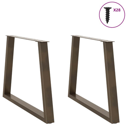 Dining Table Legs V-Shape 2 pcs Natural Steel 100x(72-73.3) cm Steel