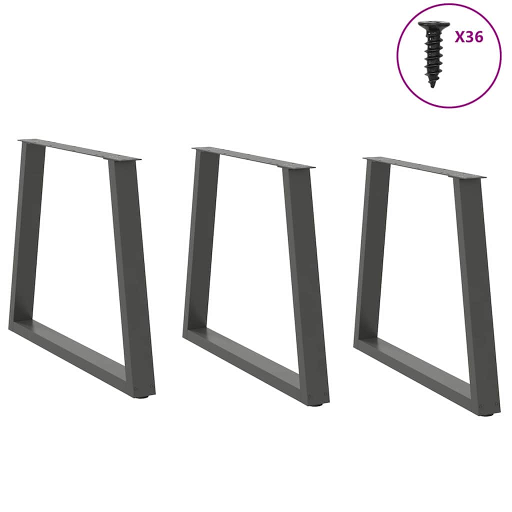 Dining Table Legs V-Shape 3 pcs Anthracite 80x(72-73.3) cm Steel