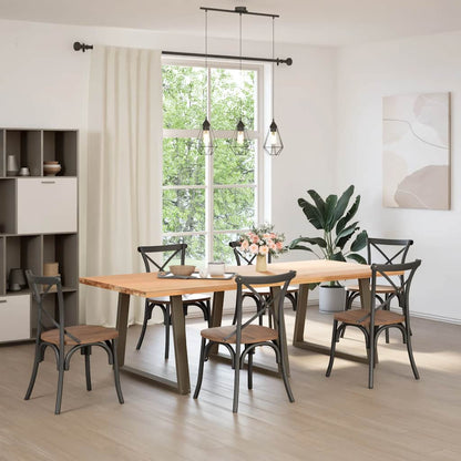 Dining Table Legs V-Shape 3 pcs Natural Steel 100x(72-73,3) cm Steel