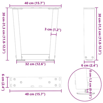 Coffee Table Legs V-Shape 2 pcs Black 40x(30-31.3) cm Steel