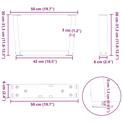 Coffee Table Legs V-Shape 2 pcs Anthracite 50x(30-31.3) cm Steel