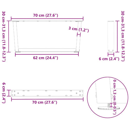 Coffee Table Legs V-Shape 2 pcs Natural Steel 70x(30-31.3) cm Steel