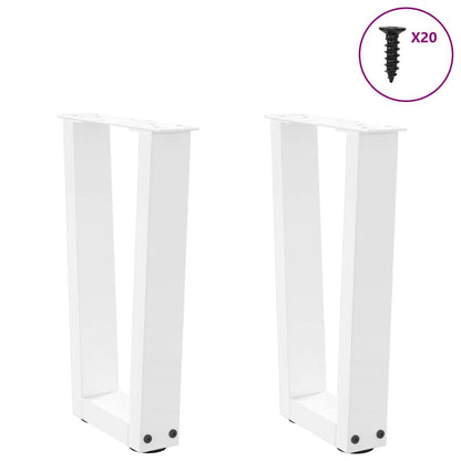 Coffee Table Legs V-Shape 2 pcs White 38x(42-43.3) cm Steel