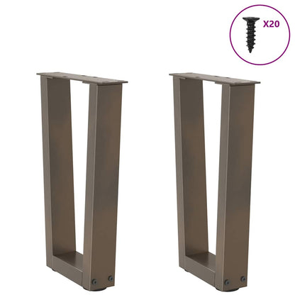 Coffee Table Legs V-Shape 2 pcs Natural Steel 38x(42-43.3) cm Steel