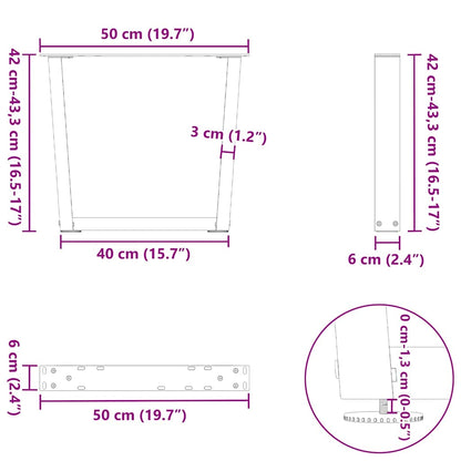 Coffee Table Legs V-Shape 2 pcs Anthracite 50x(42-43.3) cm Steel