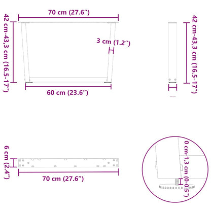 Coffee Table Legs V-Shape 2 pcs Anthracite 70x(42-43.3) cm Steel