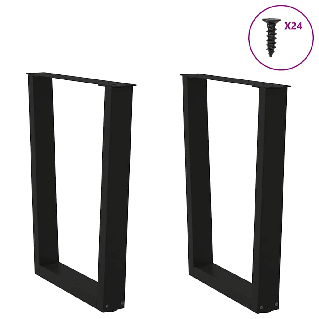 Dining Table Leg | Black | Powder-coated steel | 60 cm wide