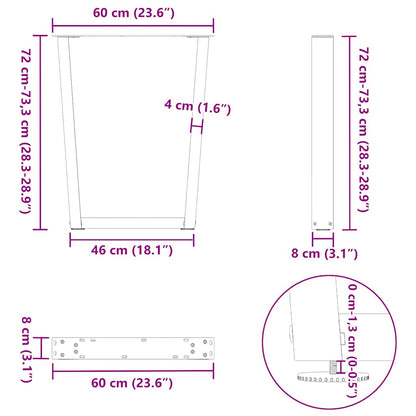 Dining Table Leg | Black | Powder-coated steel | 60 cm wide