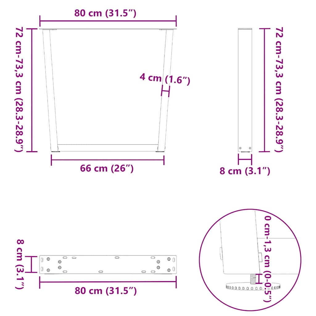 Dining Table Leg | Black | Powder-coated steel | High Table Leg