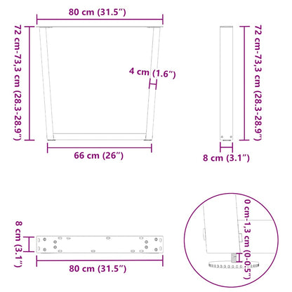 Dining Table Legs V-Shape 2 pcs White 80x(72-73.3) cm Steel